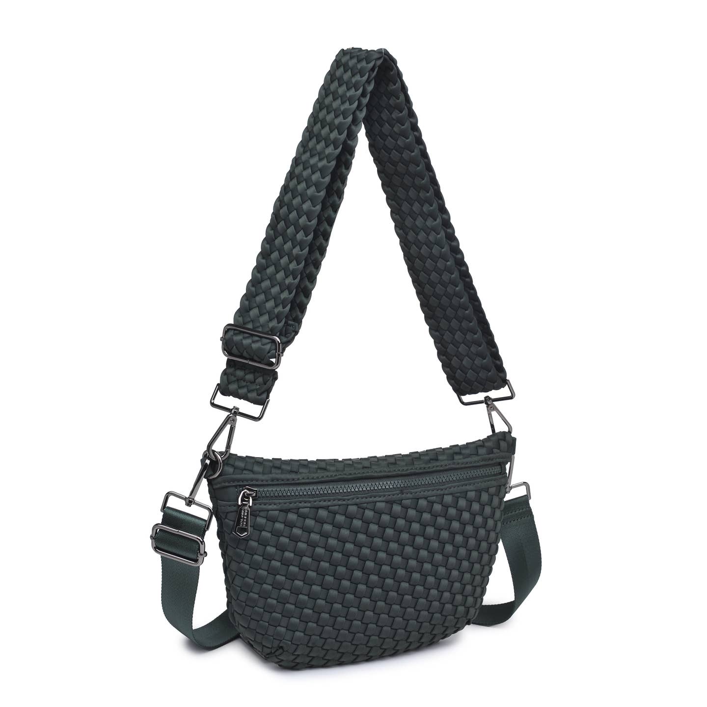 Olive Woven Neoprene Crossbody Bag