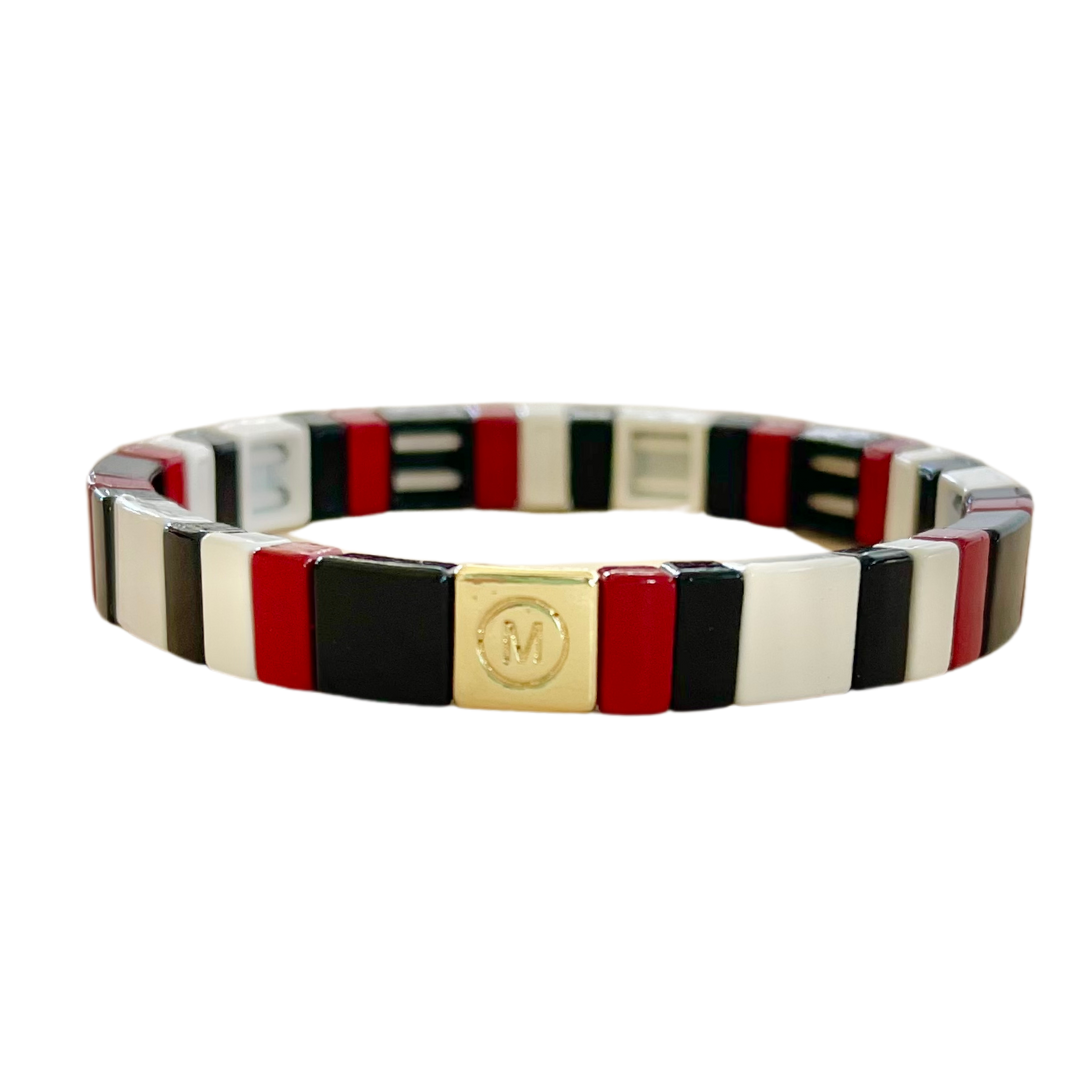 Red and White Tile Bracelet