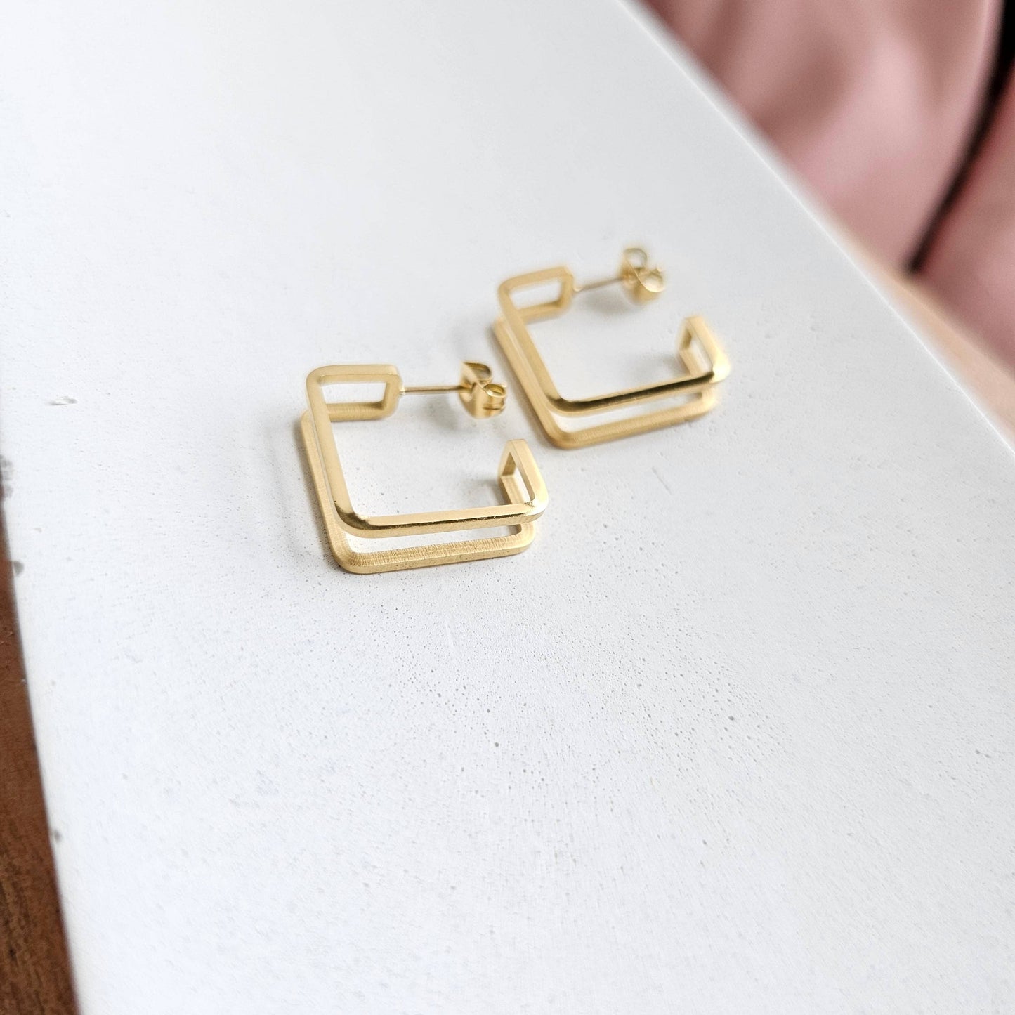 Gold Tri Hoops