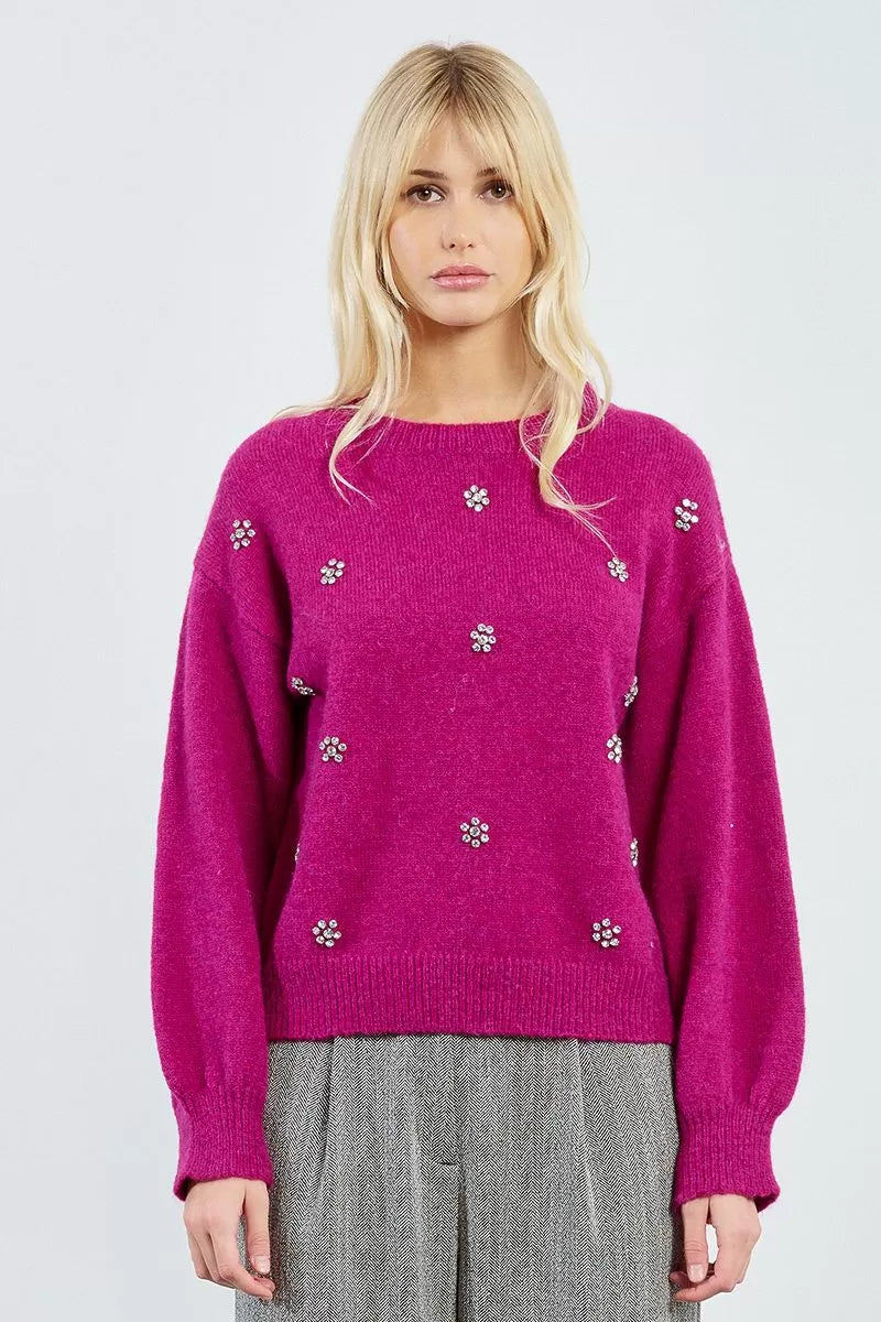 Floral and Sequin Sweater