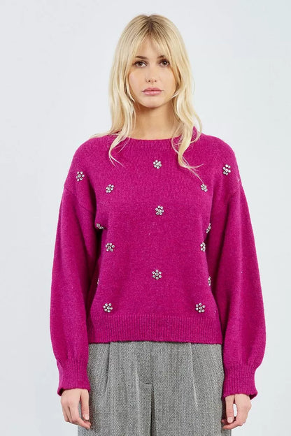 Floral and Sequin Sweater