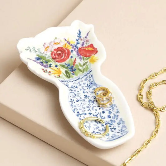 Small Floral Ceramic Trinket Dish