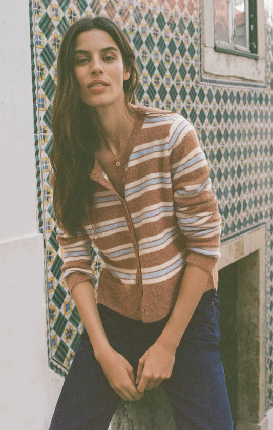 Golden Caramel Medina Stripe Cardigan