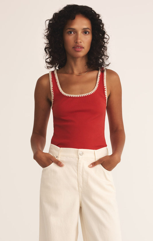 Red Jaidynn Rib Tank