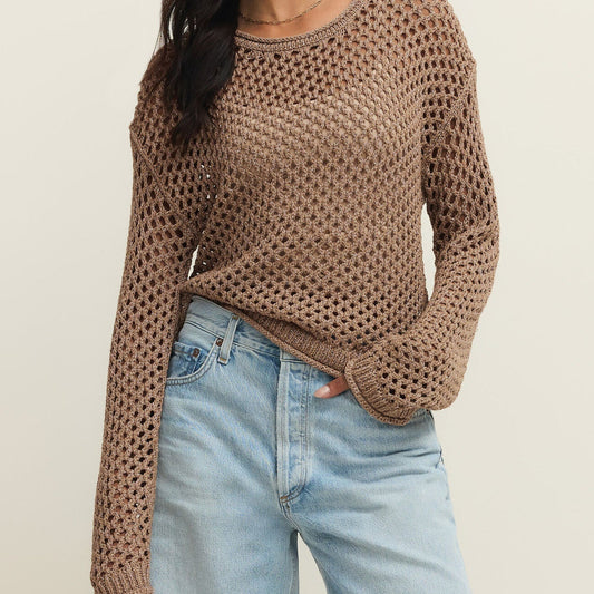 Cala Shimmer Crochet Sweater Campfire