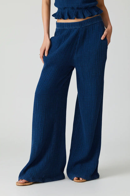 Harbor Cotton Blend Gauze Pant - Soft Indigo