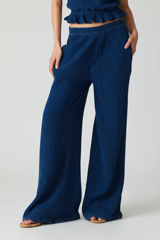 Harbor Cotton Blend Gauze Pant - Soft Indigo