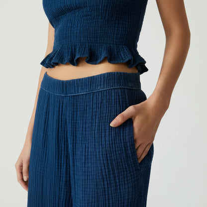 Harbor Cotton Blend Gauze Pant - Soft Indigo