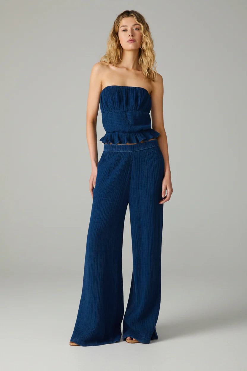 Harbor Cotton Blend Gauze Pant - Soft Indigo