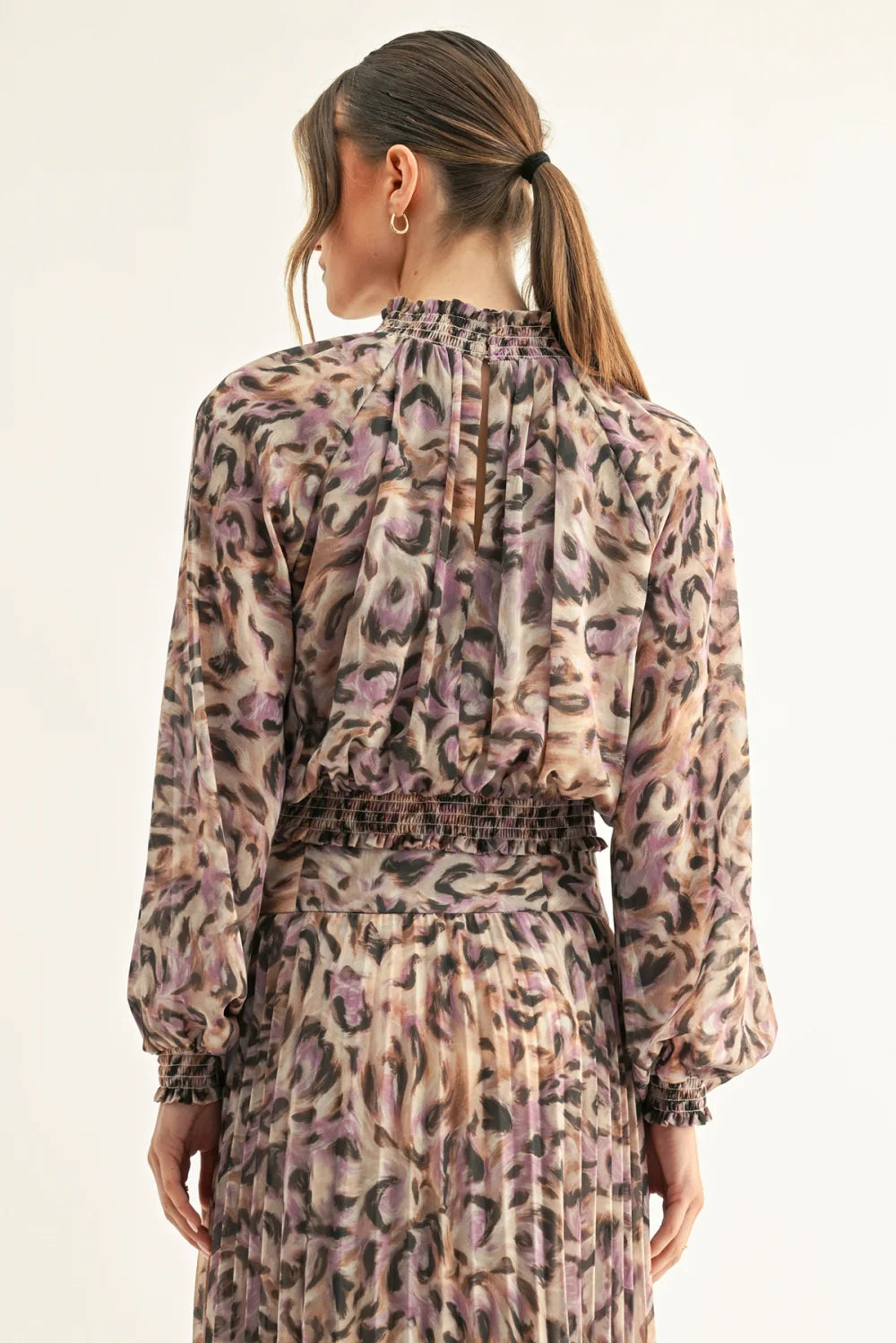 Lavender Black Leopard Print Top