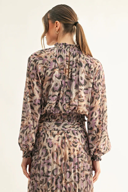 Lavender Black Leopard Print Top