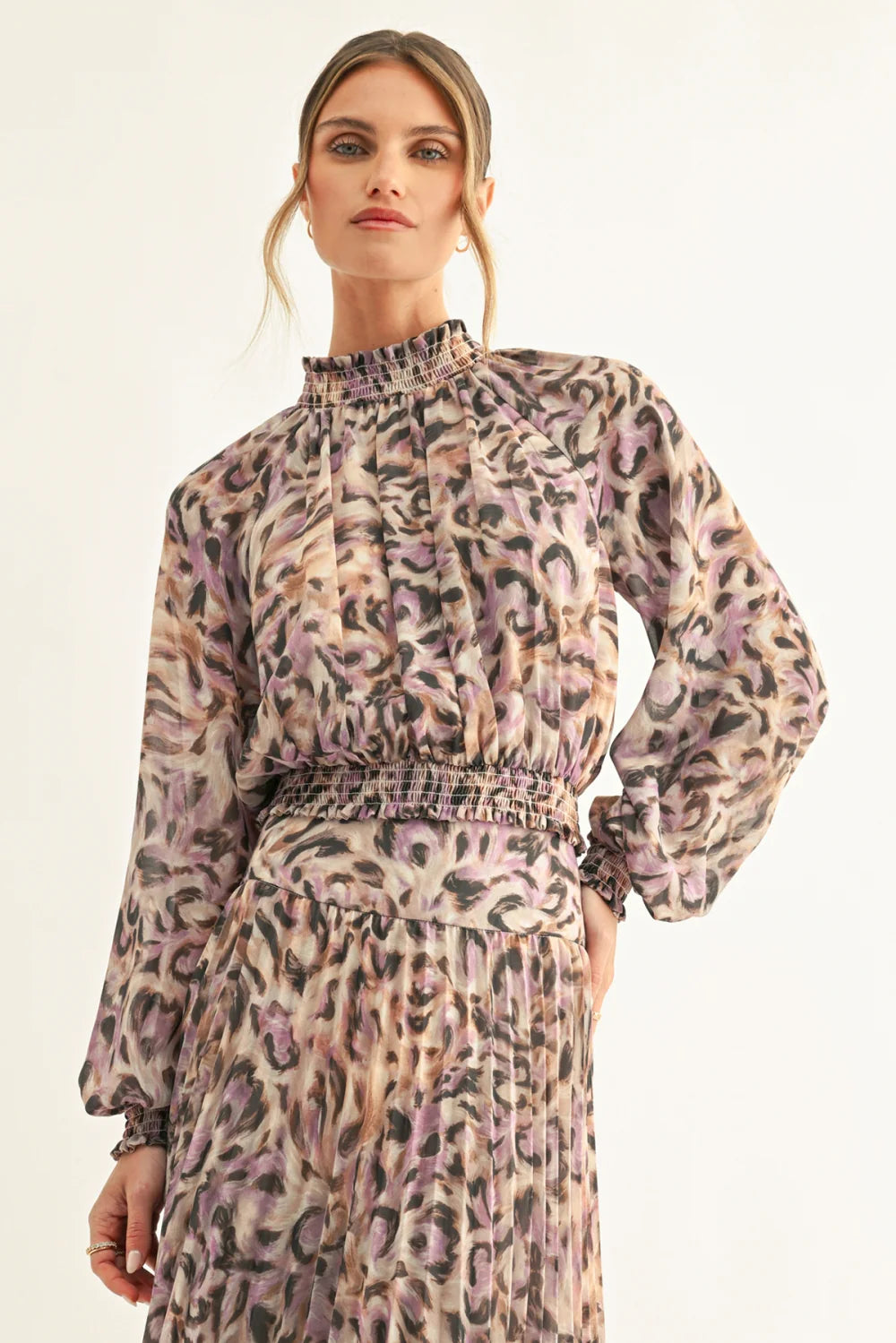 Lavender Black Leopard Print Top