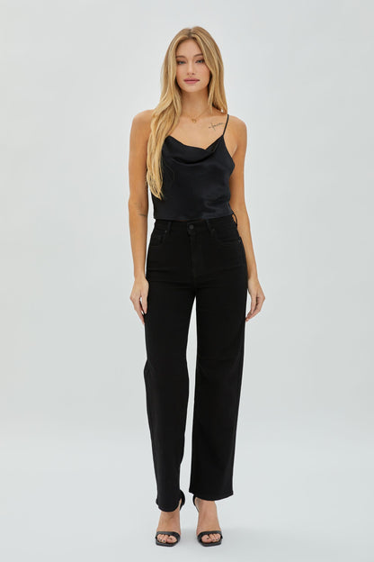 Tracey High Rise Straight Black Jeans