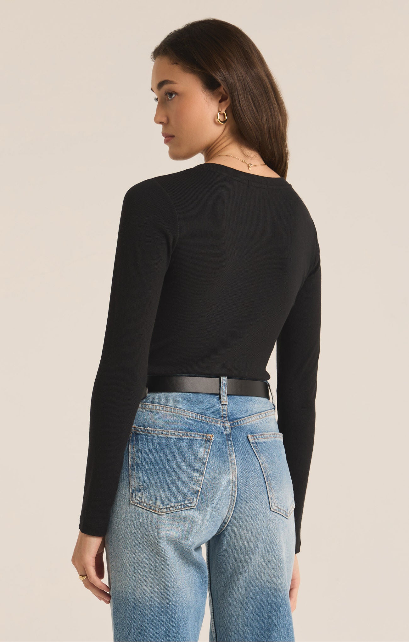 Scarlett Rib Henley - Black