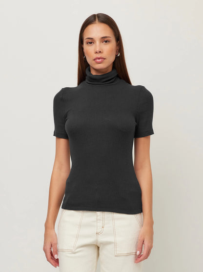 Black Short Sleeve Turtleneck Sweater