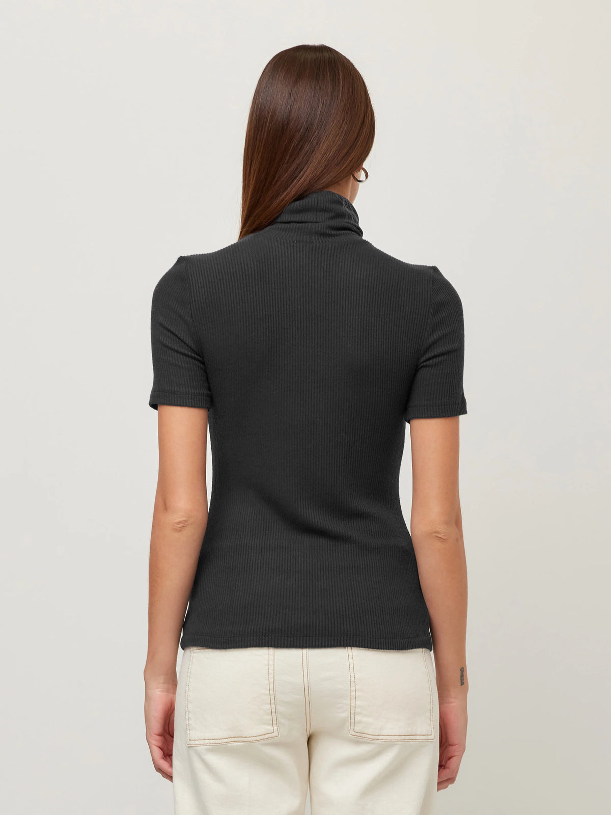 Black Short Sleeve Turtleneck Sweater