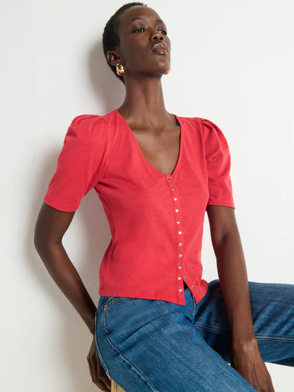 Jen Red Button Up Blouse