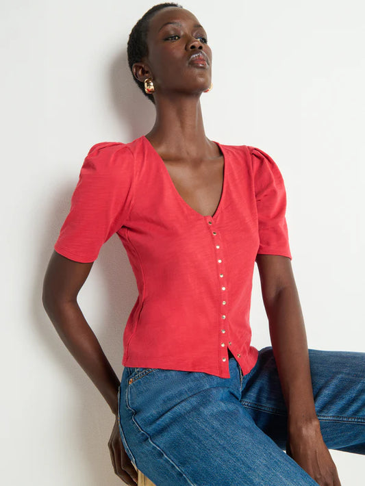 Jen Red Button Up Blouse