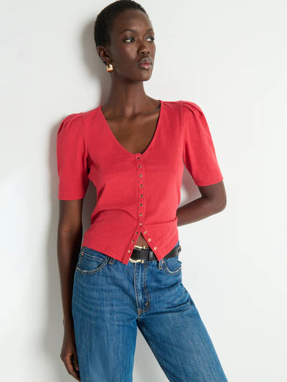 Jen Red Button Up Blouse