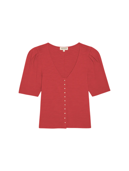 Jen Red Button Up Blouse
