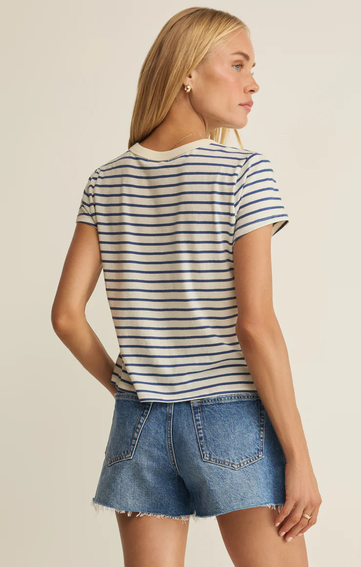 Junie Striped Tee - Navy
