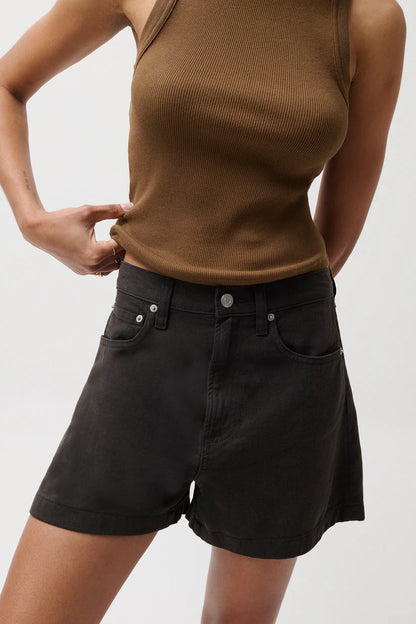 Kimora High Rise Linen Short - Black