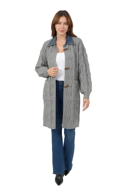 Grey Toggle Larissa Long Cardigan