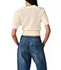 Cream Lark Polo Collar Short Sleeve Sweater