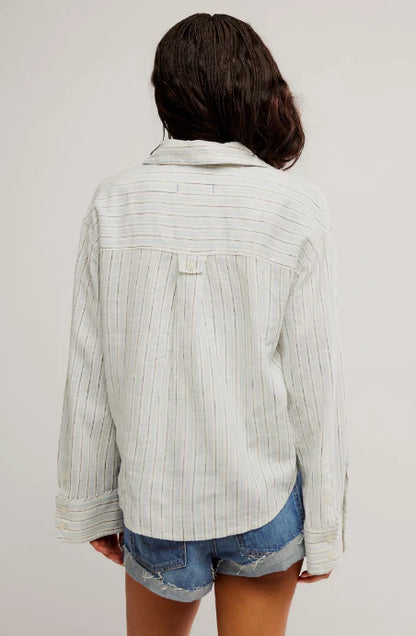 Striped Linen Laurel Button Down - Ivory Combo