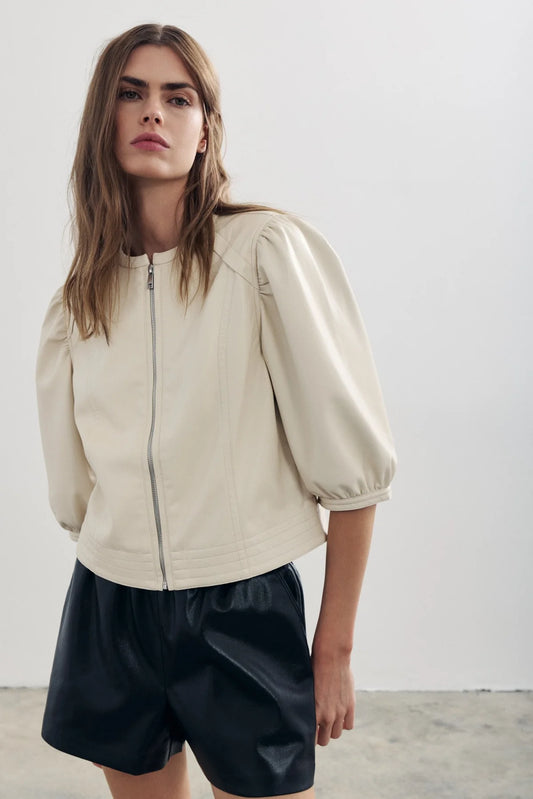 Cream Lilo Vegan Puff Sleeve Jacket