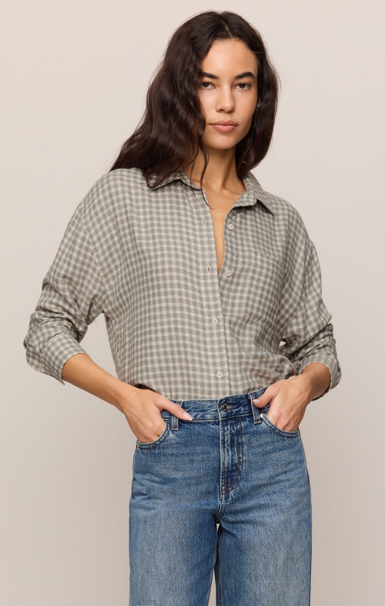 Emerald Cove River Plaid Button Up