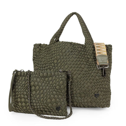 WOVEN LARGE TOTE - Olive