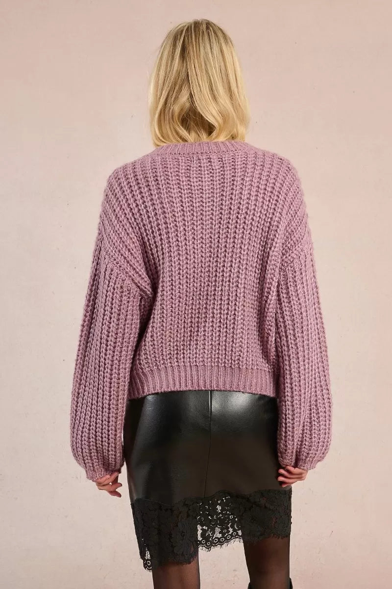 Mauve Knitted Cardigan