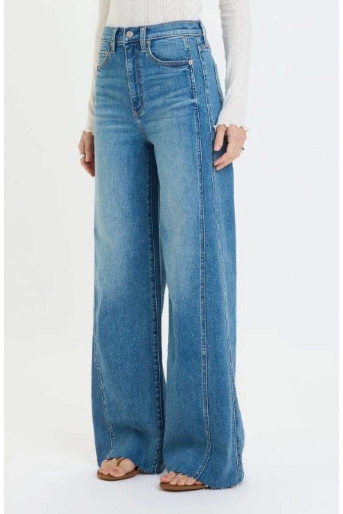 Far Out High Rise Wide Leg Make Believe Wash