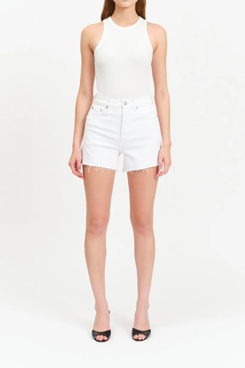 Botton Line High Rise White Denim Short