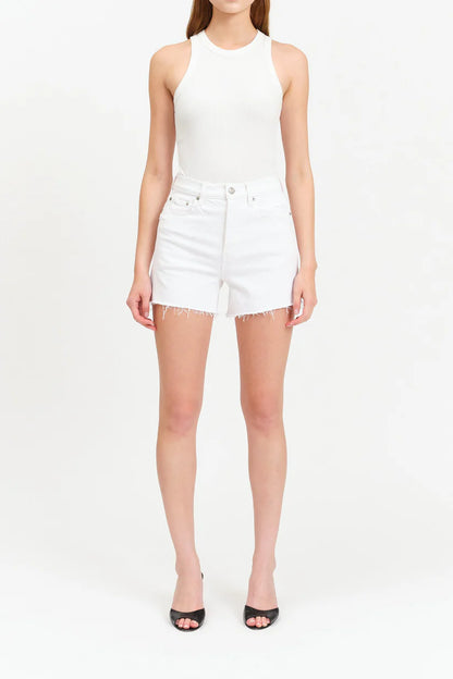 Botton Line High Rise White Denim Short
