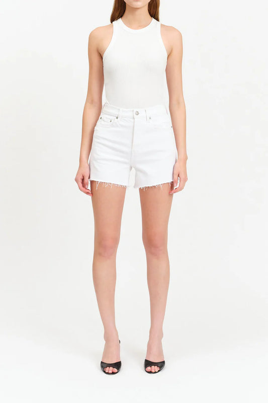 Botton Line High Rise White Denim Short