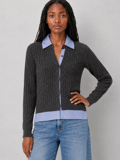 Charcoal Mixed Media Cardigan