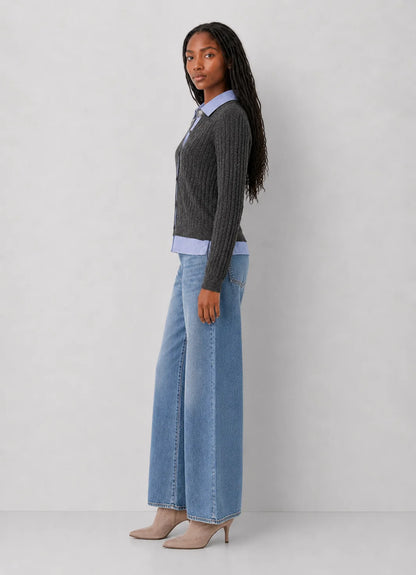 Charcoal Mixed Media Cardigan