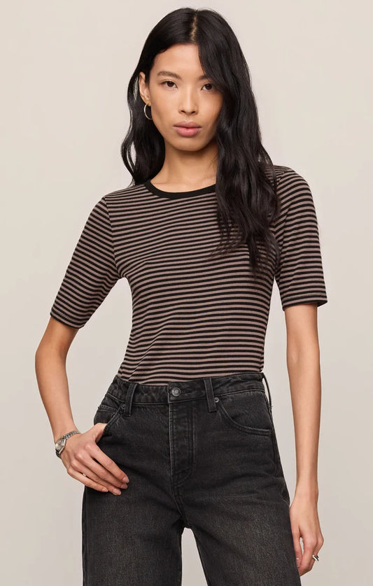 Wild Mushroom Striped Freida Tee