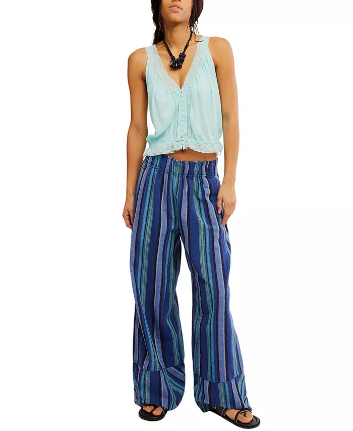Days End Linen Stripe Pant - Navy Combo