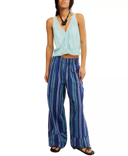 Days End Linen Stripe Pant - Navy Combo