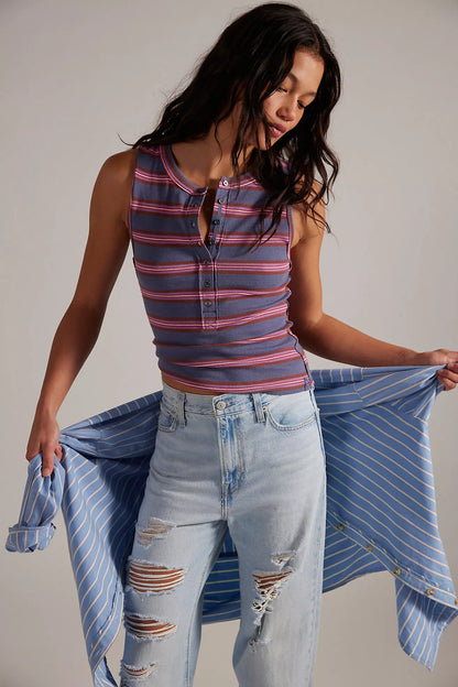 Jamie Henley Tank - Navy Stripe