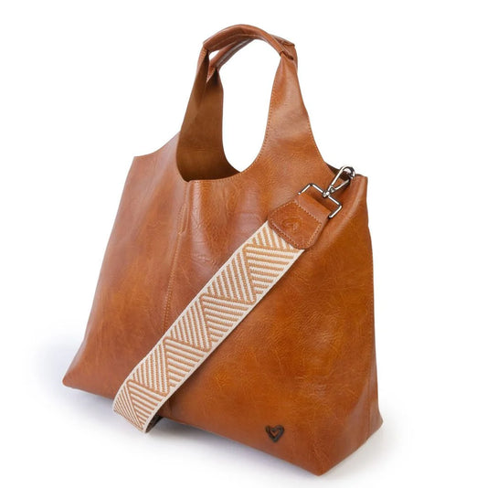 VEGAN LEATHER TOTE - BROWN