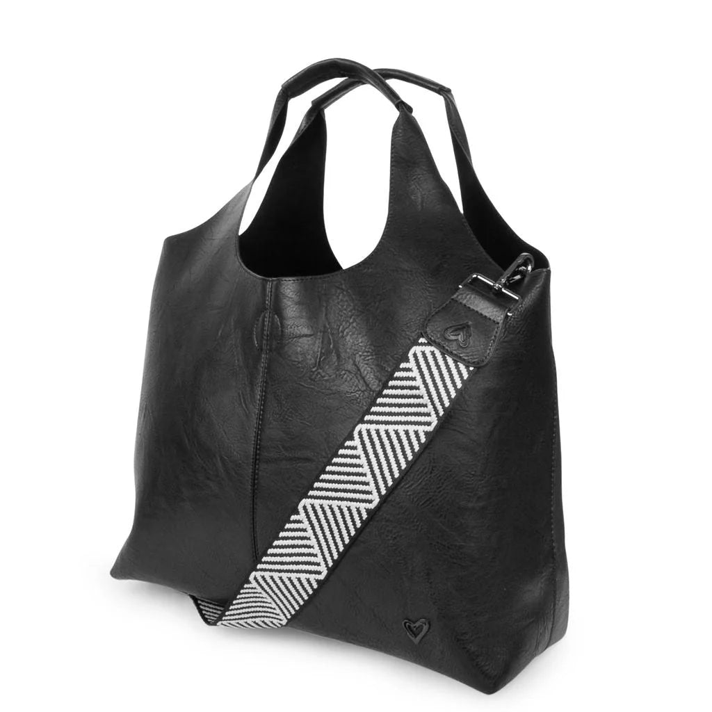 VEGAN LEATHER TOTE - BLACK