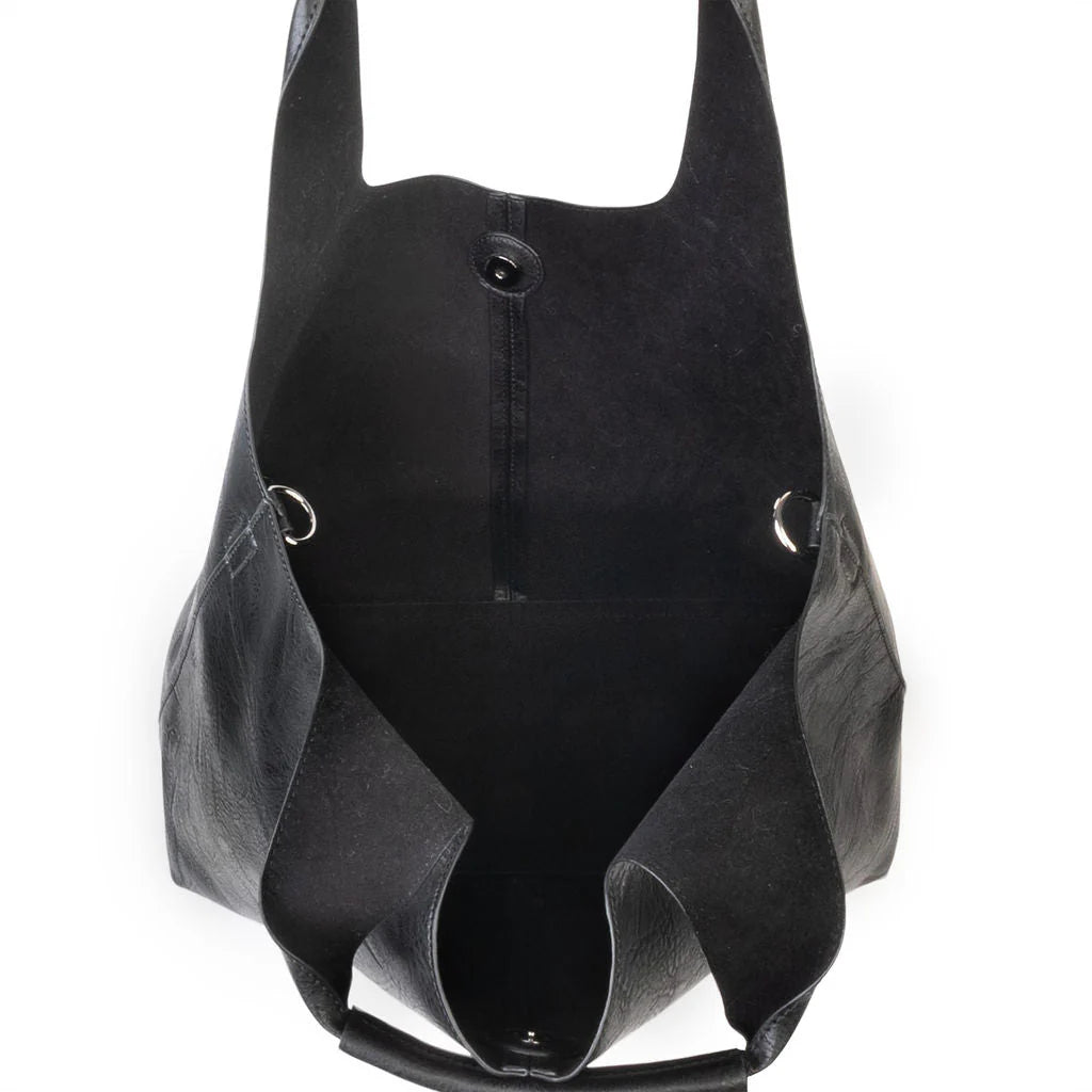 VEGAN LEATHER TOTE - BLACK