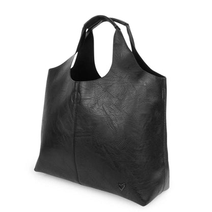 VEGAN LEATHER TOTE - BLACK