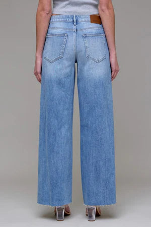 Medium Light Nori Forward Seam Mid Rise Wide Leg Jean