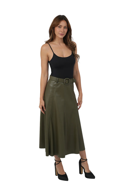 Olive Leather Mercedes Skirt