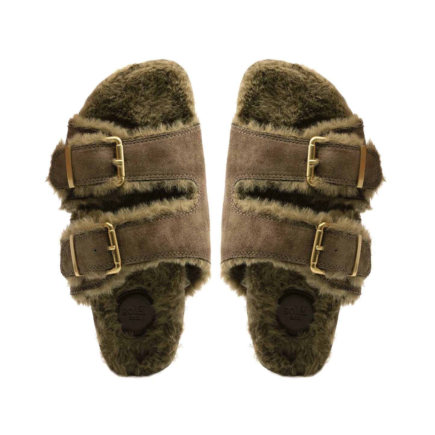 Olive  Fur Two Strap Clog